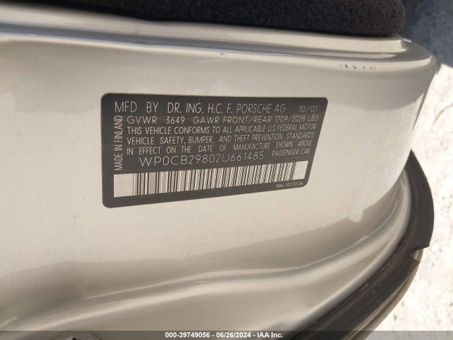 2002 PORSCHE BOXSTER WP0CB29802U661485 Photo 8