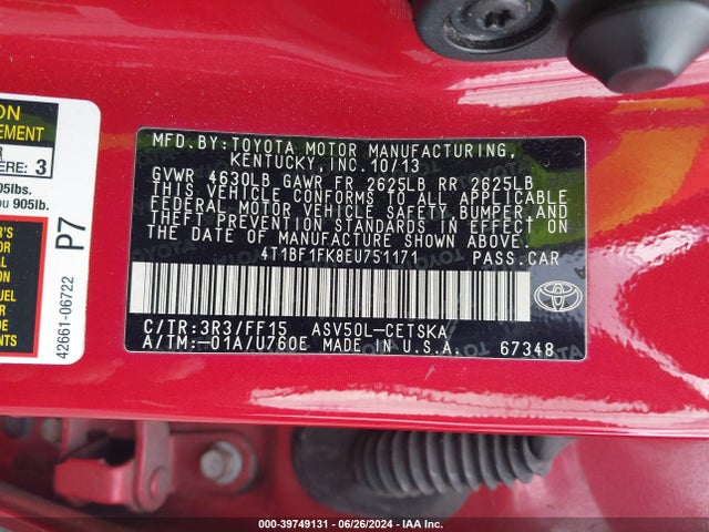 Toyota CAMRY SE 2014 4T1BF1FK8EU751171 Image 9