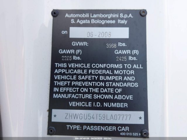 2009 LAMBORGHINI GALLARDO ZHWGU54T59LA07777 Photo 8