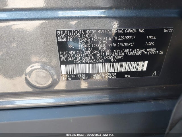 Toyota RAV4 LE 2022 2T3K1RFV9NW232693 Image 9