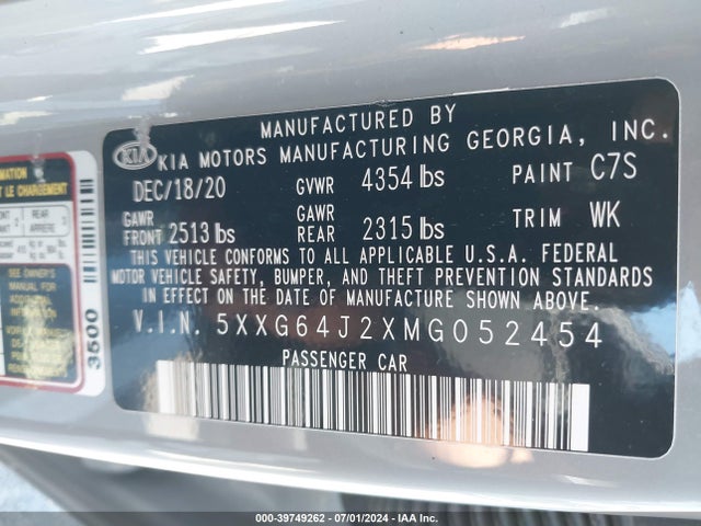 KIA K5 Gt-line 2021 5XXG64J2XMG052454 Image 9