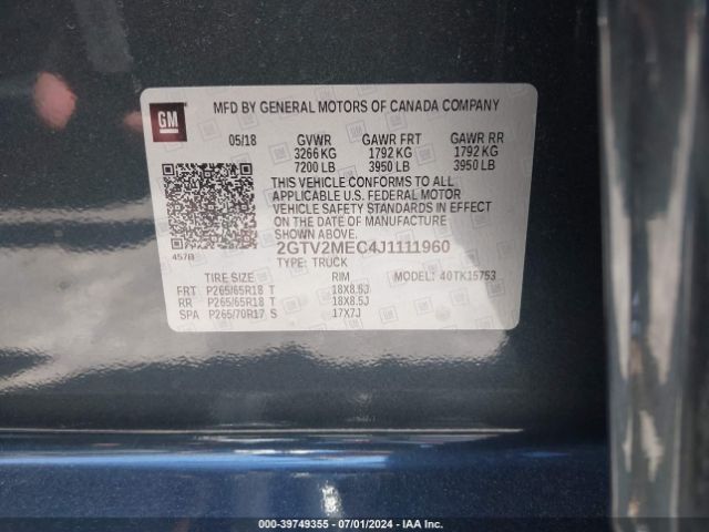 2GTV2MEC4J1111960 GMC Sierra 1500 Sle