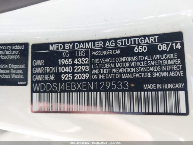 WDDSJ4EBXEN129533 Mercedes-Benz CLA 250