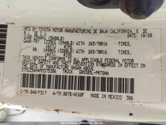 3TMCZ5AN4MM375306 Toyota Tacoma Trd Off-road