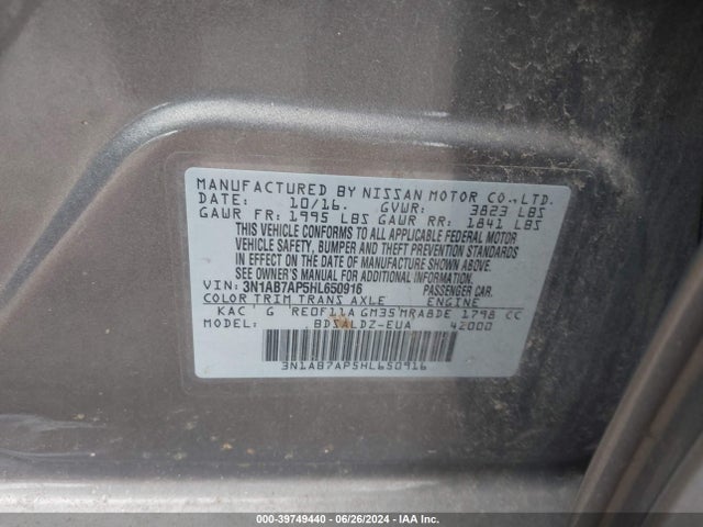 Nissan SENTRA SV 2017 3N1AB7AP5HL650916 Image 9