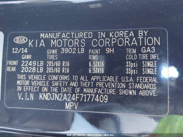 KIA Soul 2015 KNDJN2A24F7177409 Image 9