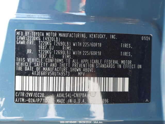 4T3E6RFV5RU149573 Toyota Rav4 Hybrid Xse