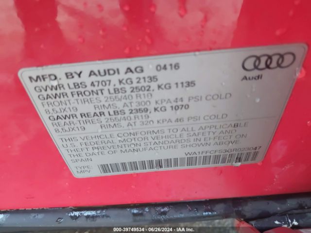WA1FFCFS3GR023047 Audi Q3 2.0t Premium Plus