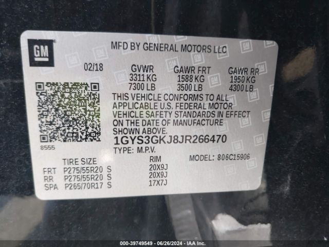 1GYS3GKJ8JR266470 Cadillac Escalade Esv Standard