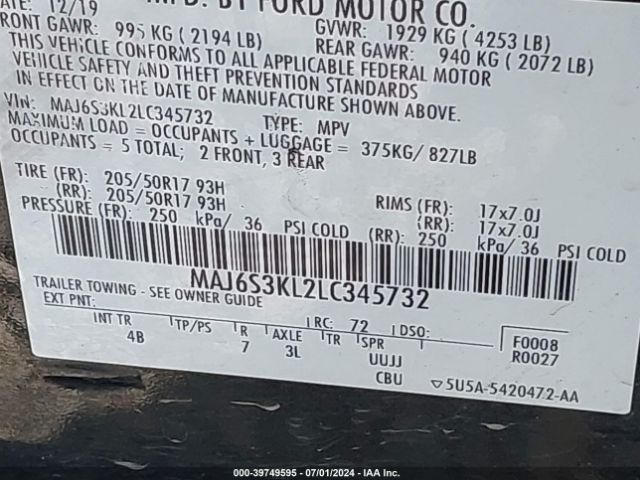 MAJ6S3KL2LC345732 Ford Ecosport Titanium