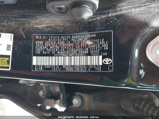 Toyota COROLLA LE 2021 5YFEPMAE4MP159361 Image 9