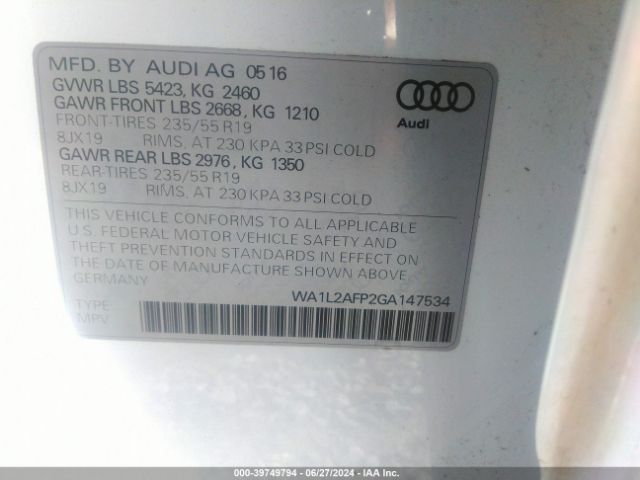 2016 AUDI Q5 WA1L2AFP2GA147534 Photo 8