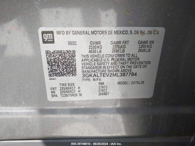 3GKALTEV2ML387794 GMC Terrain Awd Sle