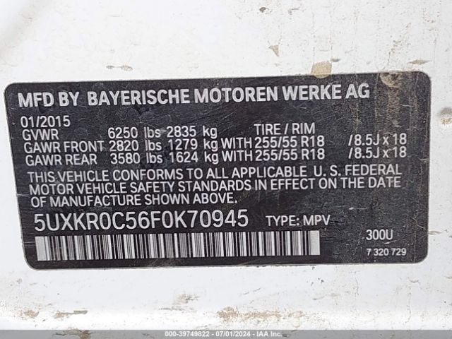 5UXKR0C56F0K70945 BMW X5 Xdrive35i
