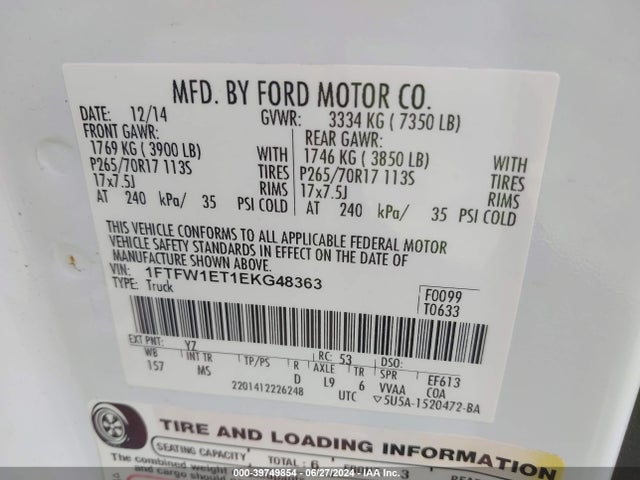 Ford F-150 Xlt 2014 1FTFW1ET1EKG48363 Image 9