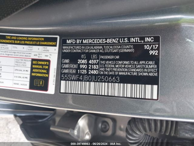 55SWF4JB0JU250663 Mercedes-Benz C 300