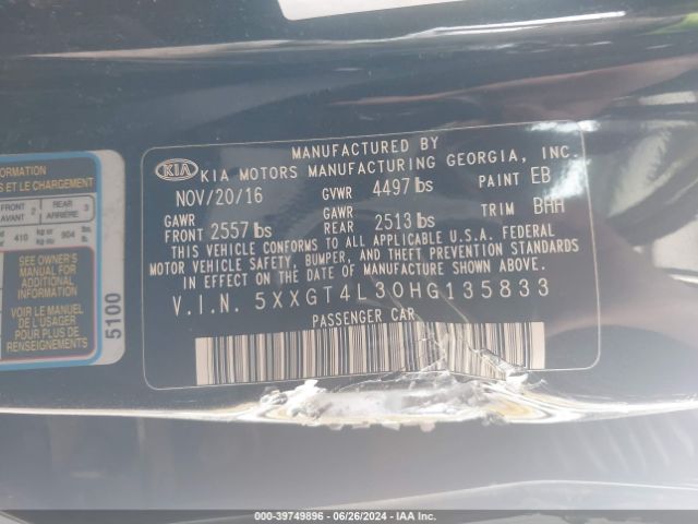 5XXGT4L30HG135833 KIA Optima Lx