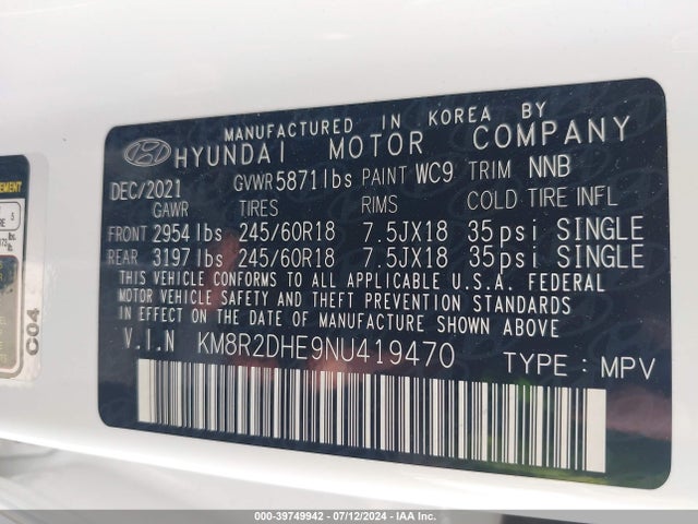 Hyundai Palisade Sel 2022 KM8R2DHE9NU419470 Image 9