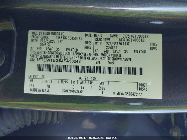 Ford F-150 Xlt 2018 1FTEW1EG8JFA56248 Image 9