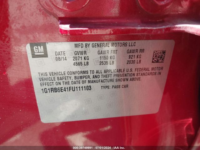 1G1RB6E41FU111103 Chevrolet Volt