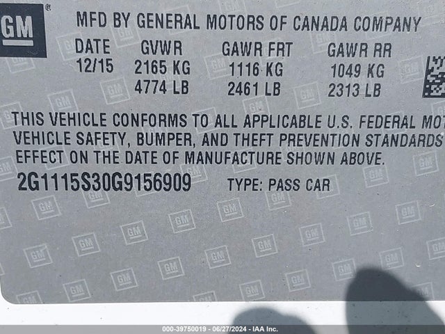 Chevrolet Impala 2lt 2016 2G1115S30G9156909 Image 9