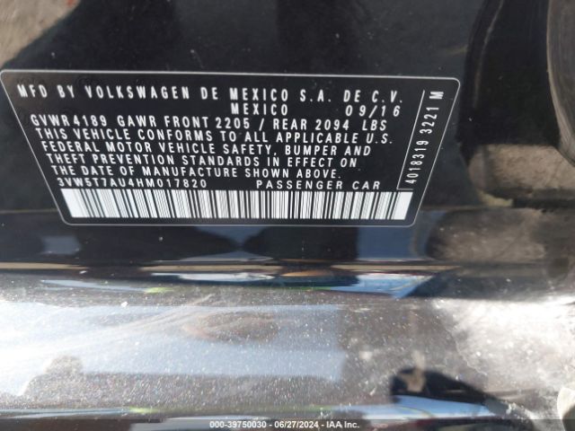 3VW5T7AU4HM017820 Volkswagen Golf Gti Autobahn 4-door/s 4-door/se 4-door/sport 4-door