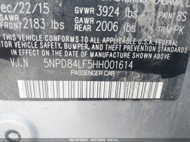 Hyundai ELANTRA SE 2017 5NPD84LF5HH001614 Image 9