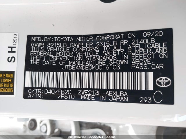 Toyota Corolla Hybrid Le 2021 JTDEAMDE0MJ016103 Image 9