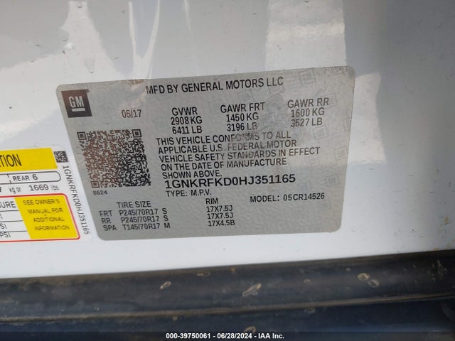 Chevrolet Traverse Ls 2017 1GNKRFKD0HJ351165 Image 9