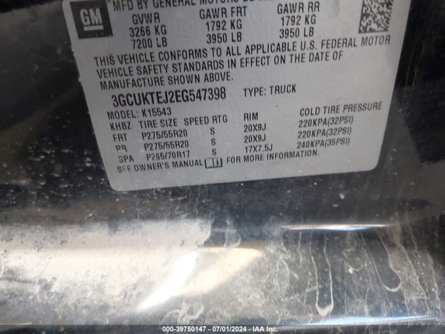 3GCUKTEJ2EG547398 Chevrolet Silverado 1500 High Country