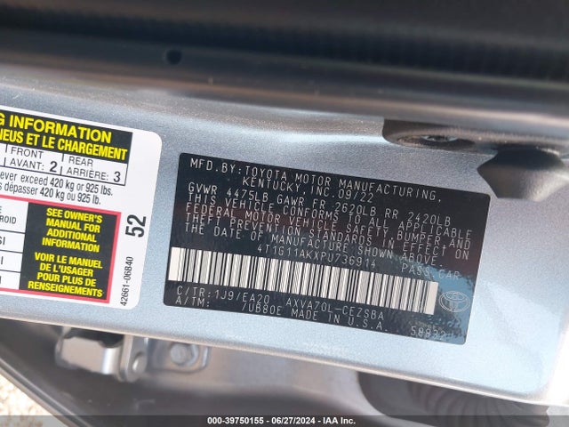 Toyota CAMRY SE 2023 4T1G11AKXPU736914 Image 9