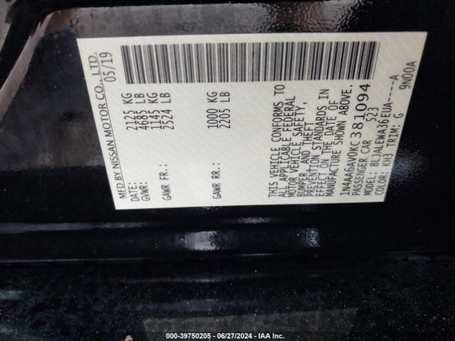 1N4AA6AV0KC381094 Nissan Maxima 3.5 Sl