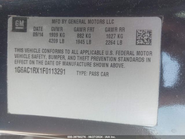 1G6AC1RX1F0113291 Cadillac Ats Performance