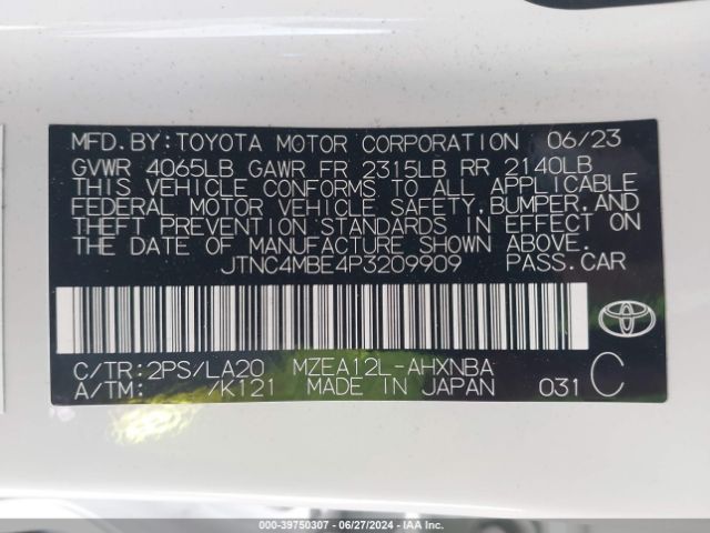 JTNC4MBE4P3209909 Toyota Corolla Xse