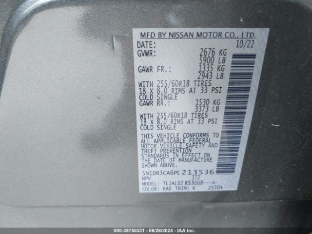 5N1DR3CA6PC213536 Nissan Pathfinder Sl Fwd