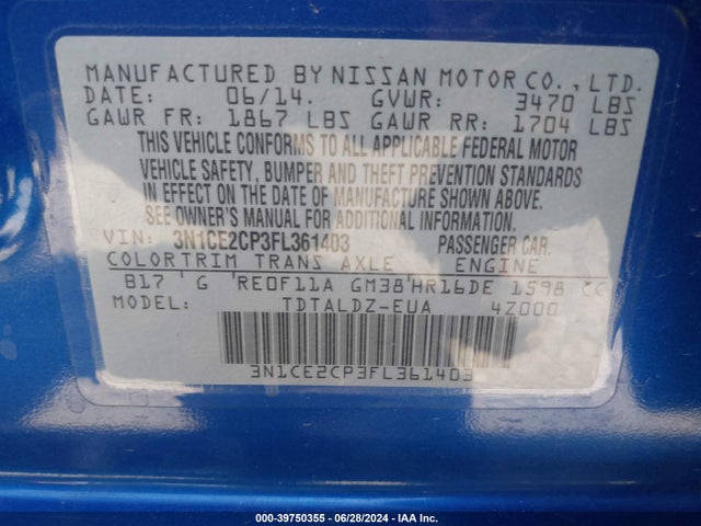 Nissan Versa Note S (sr)/s Plus/sl/sr/sv 2015 3N1CE2CP3FL361403 Image 9
