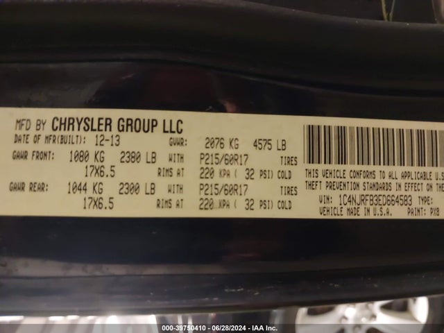 1C4NJRFB3ED664583 Jeep Patriot Latitude