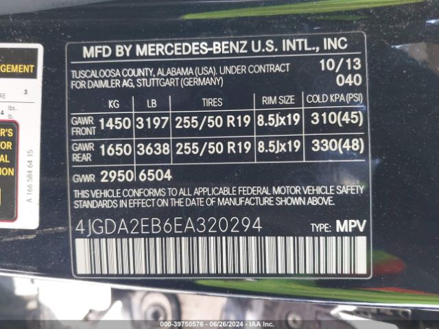 4JGDA2EB6EA320294 Mercedes-Benz Ml 350 Bluetec 4matic