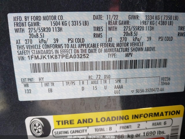 Ford Expedition Limited Max 2023 1FMJK1K87PEA03252 Image 9