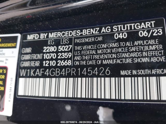 W1KAF4GB4PR145426 Mercedes-Benz C 300 Sedan