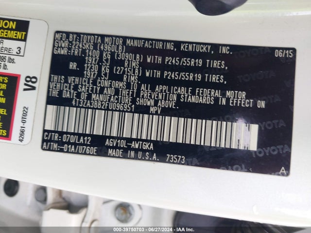 Toyota Venza Xle 2015 4T3ZA3BB2FU096951 Image 9