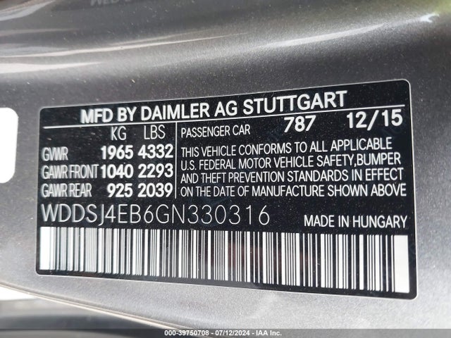 WDDSJ4EB6GN330316 Mercedes-Benz CLA 250