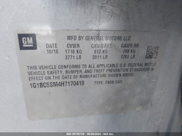 1G1BC5SM4H7170418 Chevrolet Cruze Ls Auto