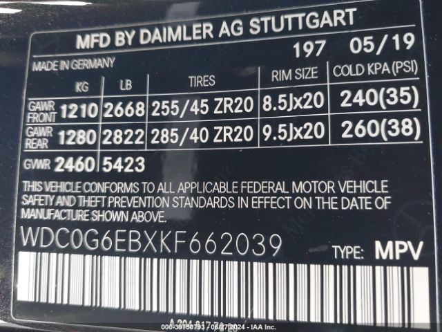 WDC0G6EBXKF662039 Mercedes-Benz Amg Glc 43 4matic
