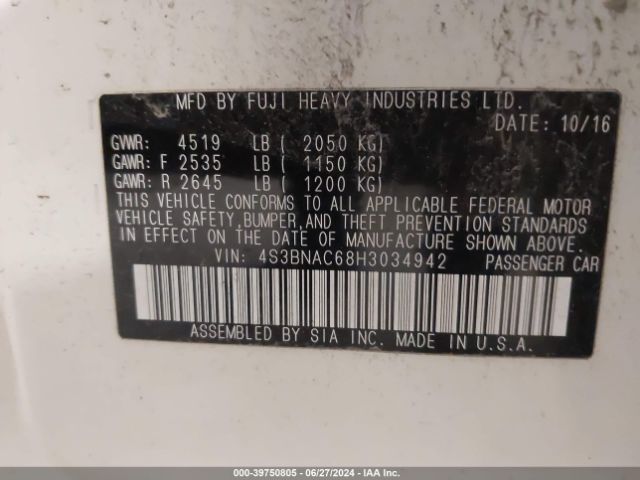 4S3BNAC68H3034942 Subaru Legacy 2.5i Premium
