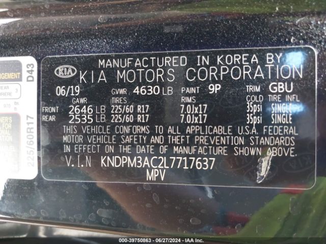 KNDPM3AC2L7717637 KIA Sportage Lx