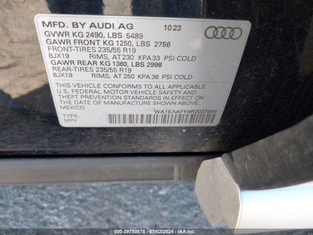 WA1EAAFY4R2027994 Audi Q5 Premium Plus 45 Tfsi S Line Quattro