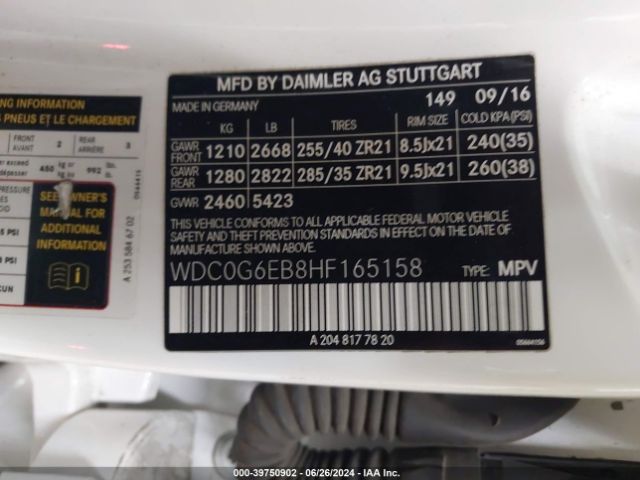 WDC0G6EB8HF165158 Mercedes-Benz Amg Glc 43 4matic