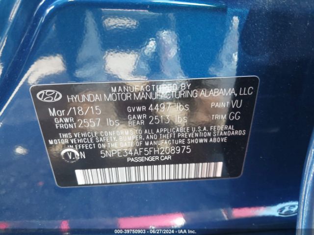 5NPE34AF5FH208975 Hyundai Sonata Limited