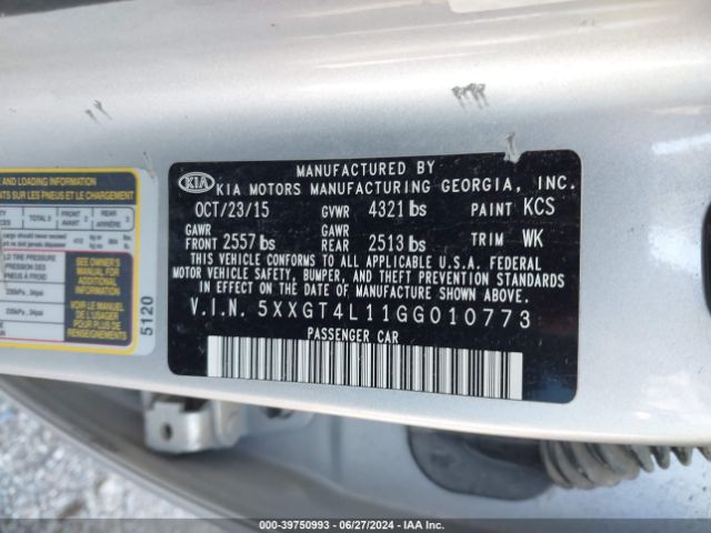 5XXGT4L11GG010773 KIA Optima Lx Turbo